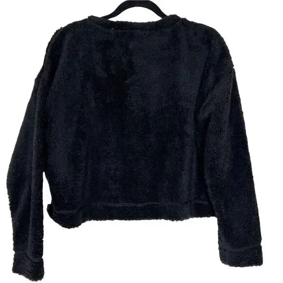 NWT NEW ABOUND Nordstrom Fuzzy Fleece half zip Pullover in Black - Picture 8 of 10